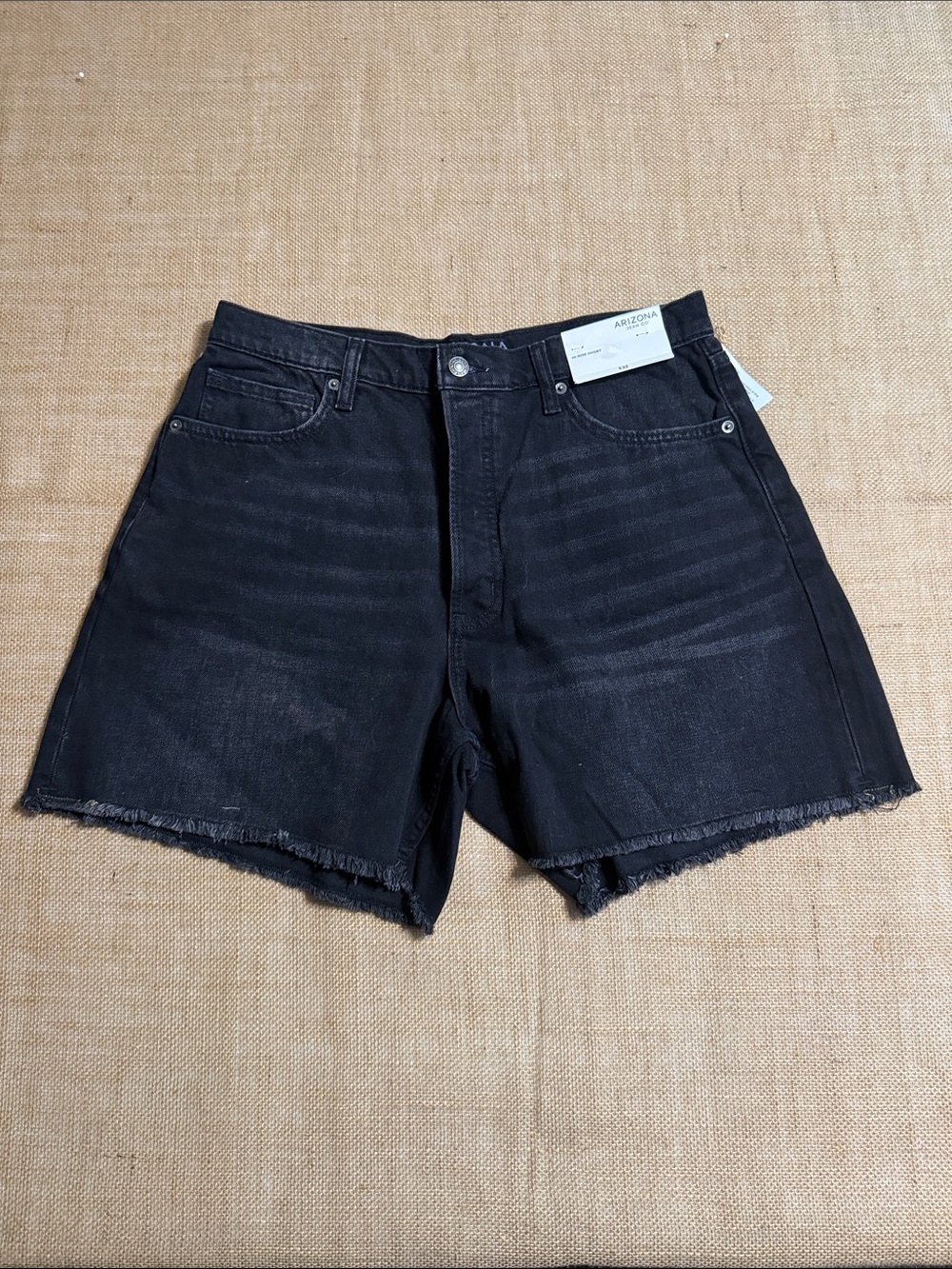 Arizona Jean Company Black Raw-Hem High-Rise Denim Shorts